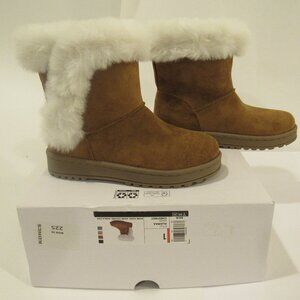 NEW $35 GIRLS UGG STYLE FAUX SUEDE CHESTNUT BROWN BOOTS SIZE 1